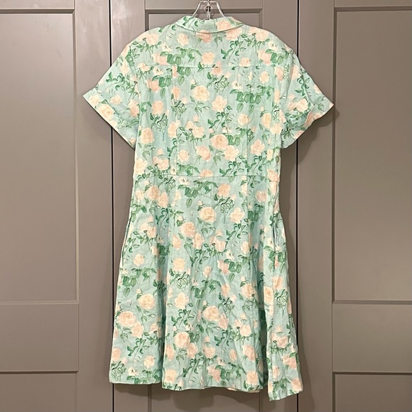 Hill House The Laura Dress Blue Roses Floral 100% Linen Button Down Large - Picture 2 of 10